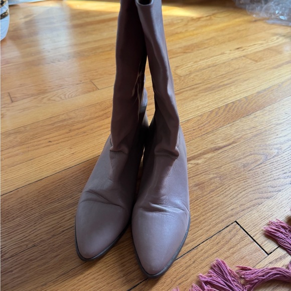 Vintage Blush Pink Leather Boots Western Inspired - Picture 5 of 7